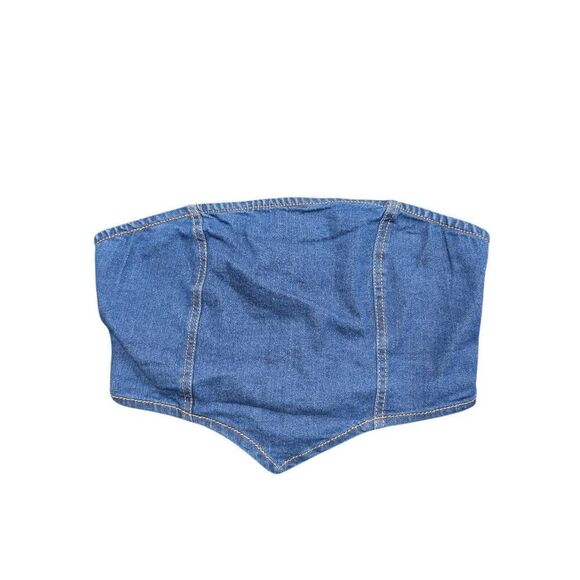 Sanctuary Pants - NWT La Armario Sleeveless Denim Crop Tube Top Blue Women XL